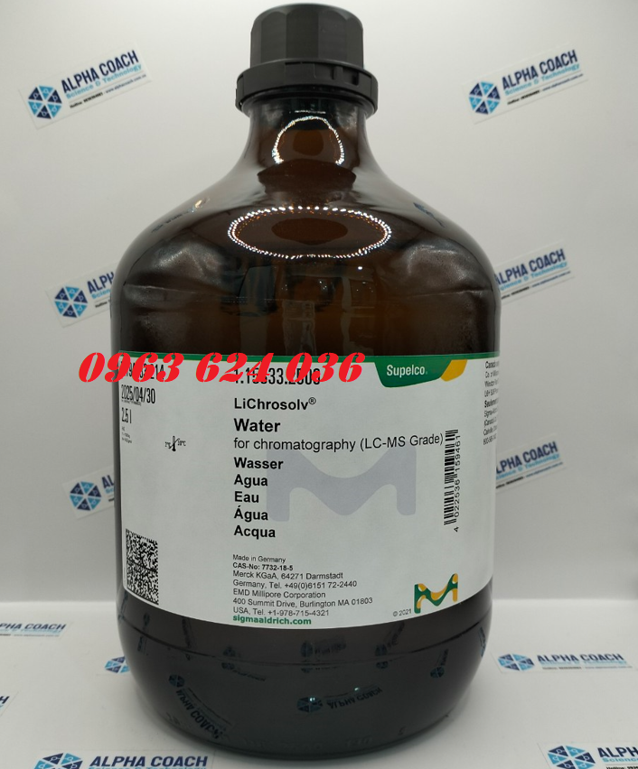Water for chromatography (LC-MS Grade) LiChrosolv CAS 7732-18-5, chemical formula H2O