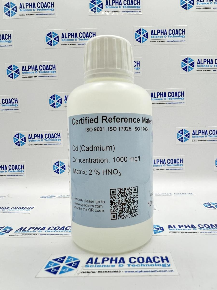 Dung dịch chuẩn Cadmium (Cd) 1g/L cho AAS, chai 100mL, CPAchem