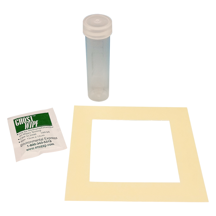 Bộ lấy mẫu Methamphetamine (ma tuý đá) trên các bề mặt bao gồm khăn-khung-cốc lấy mẫu (GhostWipes Kit for Methamphetamine Testing, 500/pk) phù hợp NIOSH method 9111, Hãng Environmental Express, USA