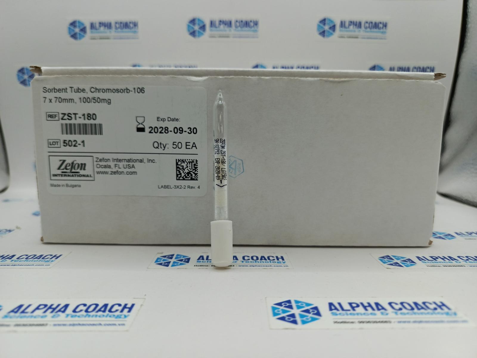 Ống hấp thụ CHROMOSORB-106, 7.2X70, 100/50, 50/BX, Zefon/Environmental Express