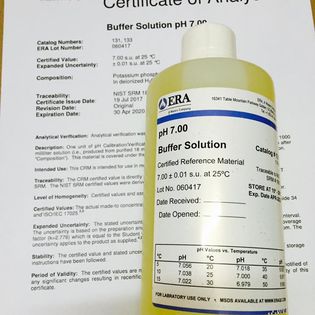 Dung dịch chuẩn CRM pH 7 (màu vàng), ISO 17034, LKC NIST SRMs Hãng ERA/Waters, USA