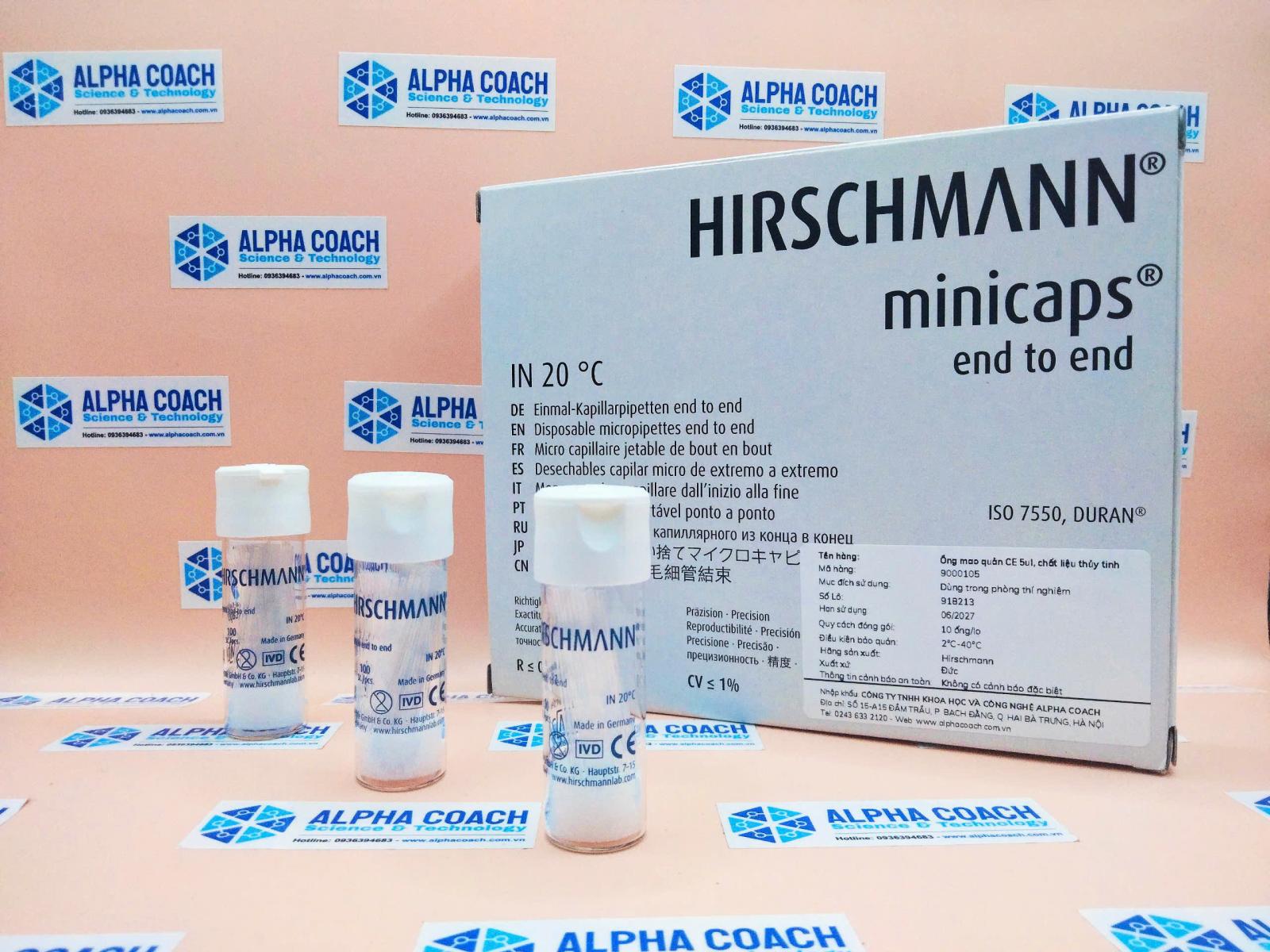 Ống mao quản CE 5ul, chất liệu thủy tinh, mã hàng: 9000105, 100 ống/lọ, hãng Hirschmann-Đức