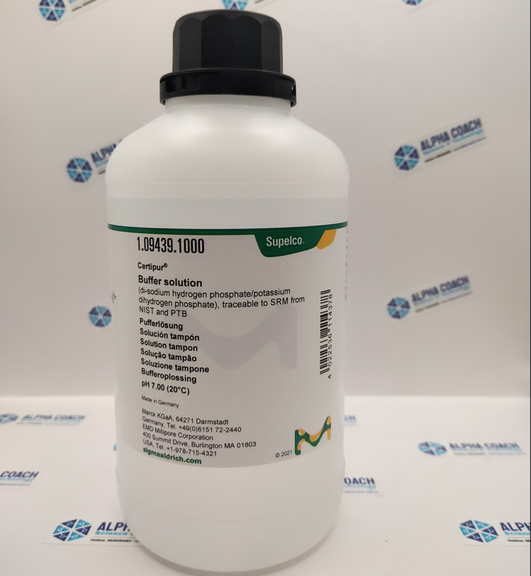 Hóa chất Buffer solution (di-sodium hydrogen phosphate/potassium dihydrogen phosphate), traceable to SRM from NIST and PTB pH 7, Hs code: 3822 90 00, 1000ml