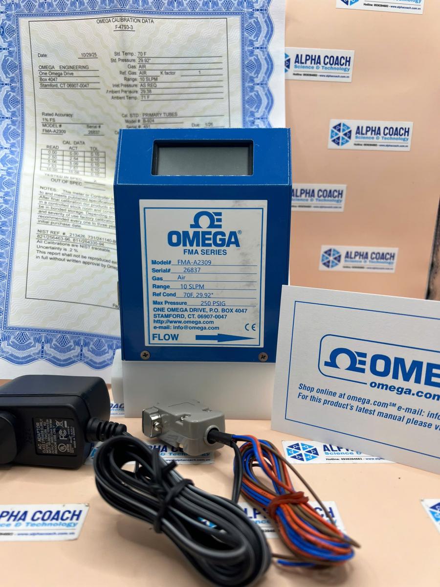 Lưu lượng kế khí 0 - 10 SLPM (L/phút) có màn hình hiển thị , Hãng Omega, USA