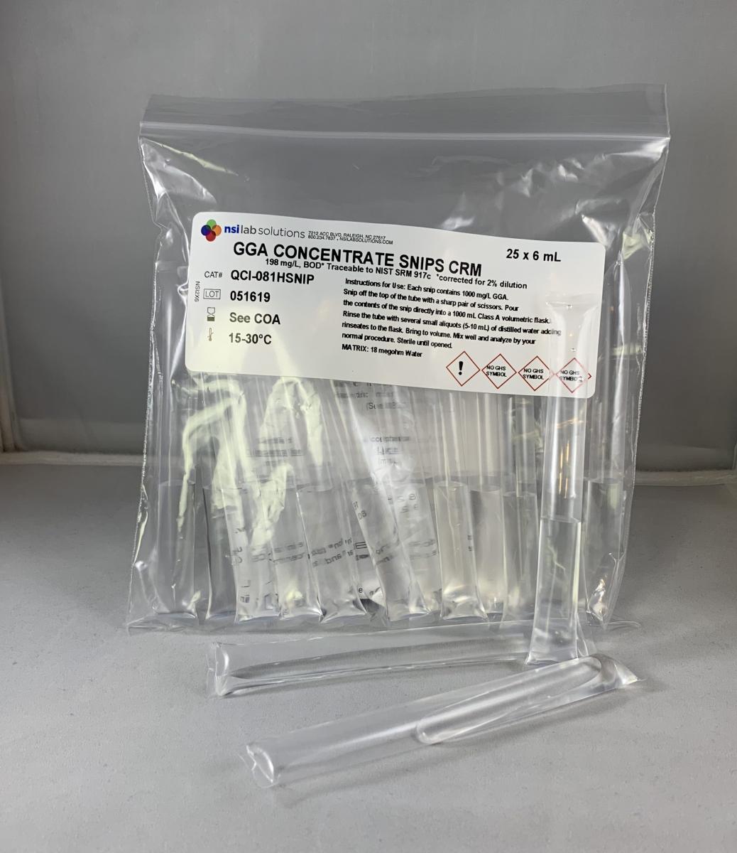 Dung dịch chuẩn BOD5 ~198mg/L (làm lặp 3 mẫu QC/mẻ mẫu), 25x6ml/Túi, mã QCI-081HSNIP, Hãng NSI, Mỹ